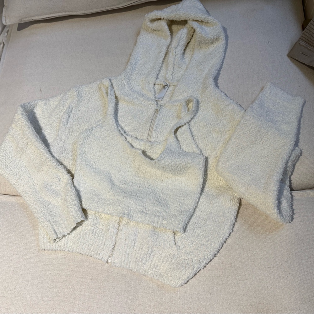 SKIMS Cream Teddy Jacket and Cami